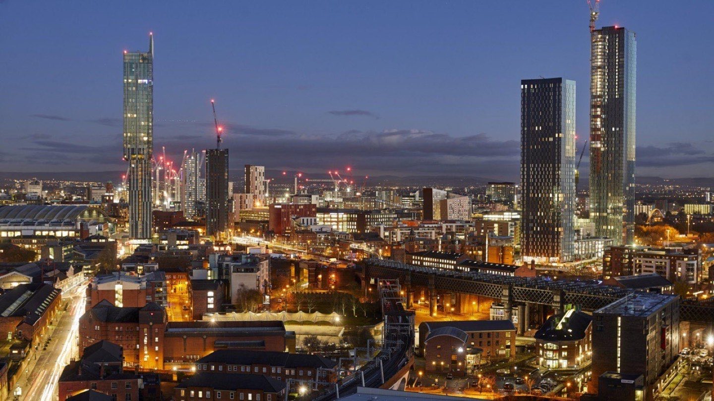 Manchester skyline at night